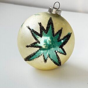 Vtg Shiny Brite Mercury Glass Christmas Ornament Germany Hand Painted Mica 1940s